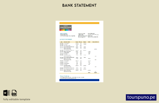 listo para imprimir plantilla de excel de extracto bancario de Argentina Banco C