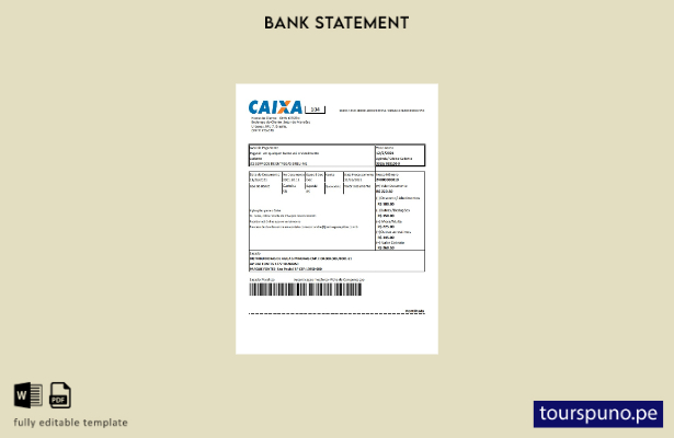 listo para imprimir plantilla de excel de extracto bancario de Brasil Caixa