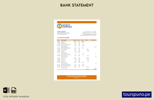 listo para imprimir plantilla de excel de extracto bancario de Costa Rica Banco