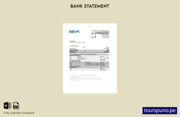 listo para imprimir plantilla de excel de extracto bancario de Paraguay BBVA