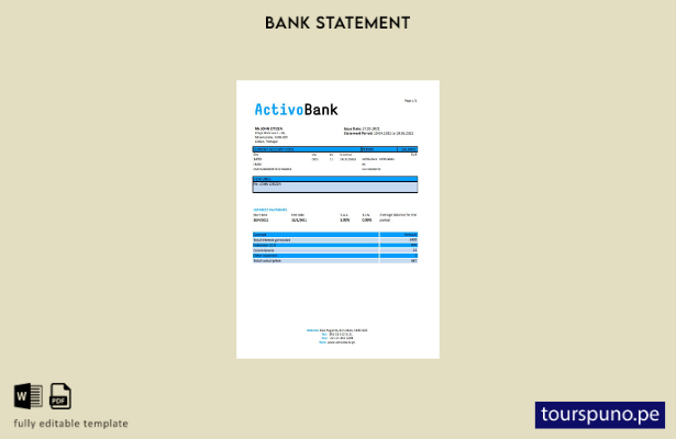 listo para imprimir plantilla de excel de extracto bancario de Portugal Activoba