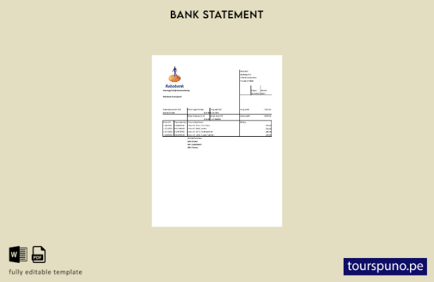 listo para imprimir plantilla de excel del estado de cuenta de Rabobank de los P