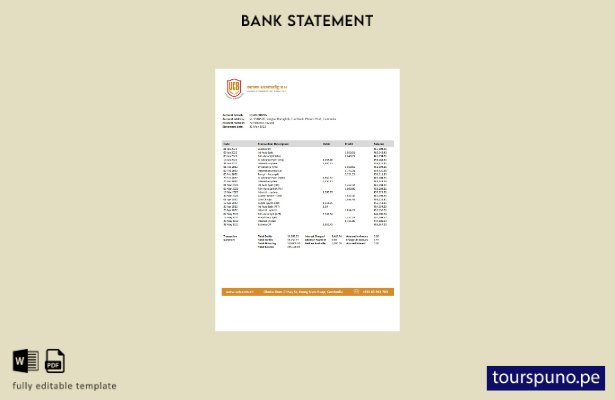 listo para imprimir plantilla de extracto bancario comercial de la Unión de Camb