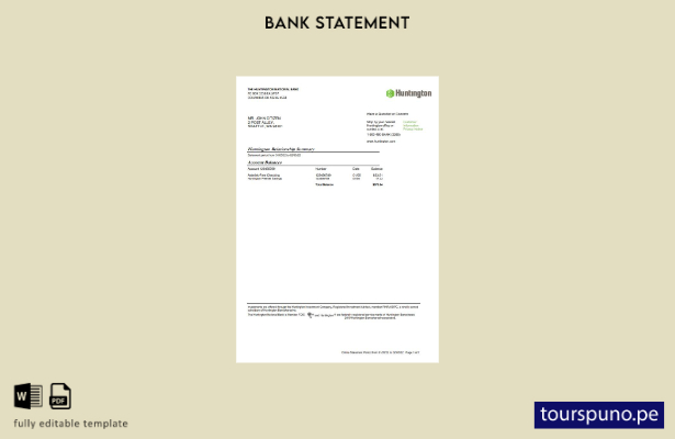 listo para imprimir plantilla de página de Word de extracto bancario de Ohio Hun