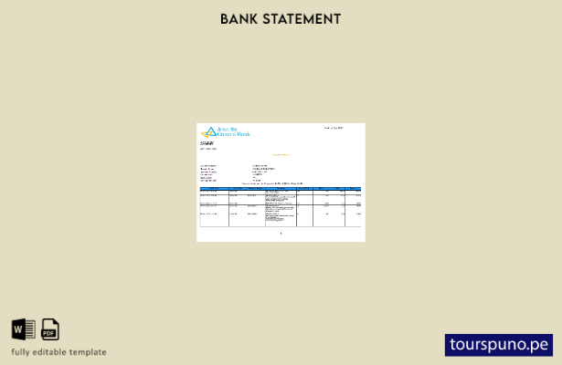 listo para imprimir plantilla de páginas de Word de extracto bancario de India C