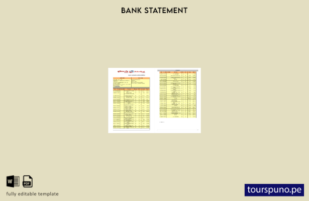 listo para imprimir plantilla de páginas de Word de extracto bancario de India U