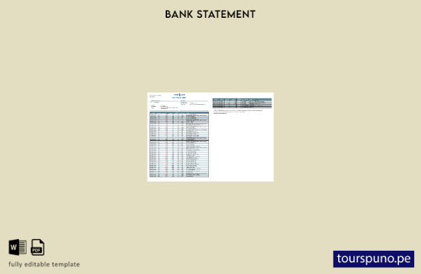 listo para imprimir plantilla de páginas de Word de extracto bancario de Turquía