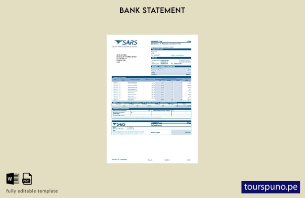 listo para imprimir plantilla de páginas de Word de extracto bancario del SARS d