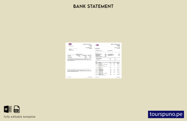 listo para imprimir plantilla de palabras (páginas) de extracto bancario de USA