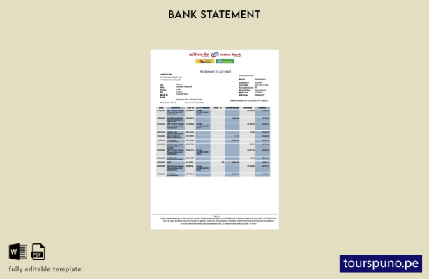 listo para imprimir plantilla de versión en Word del estado de cuenta bancaria 2