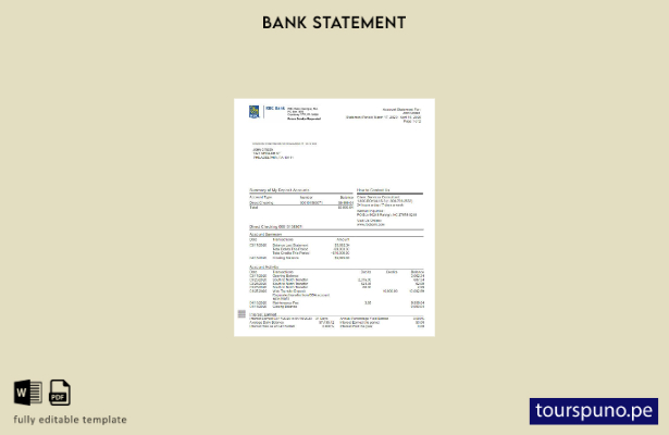 listo para imprimir plantilla de versión en Word del extracto bancario de RBC de