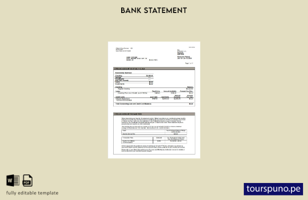 listo para imprimir plantilla de versión en Word del extracto de Citibank de EE.