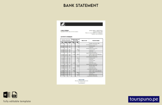 listo para imprimir plantilla de versión excel del extracto bancario de Eslovaqu