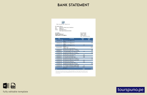 listo para imprimir plantilla de versión excel del extracto bancario de San Mari