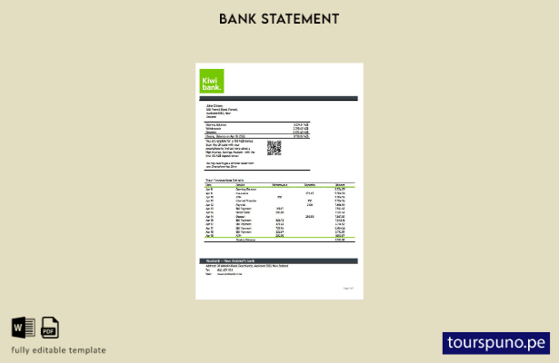 listo para imprimir plantilla de word   estado de cuenta Kiwibank de Nueva Zelan