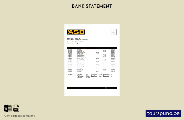 listo para imprimir plantilla de word   extracto bancario ASB de Nueva Zelanda