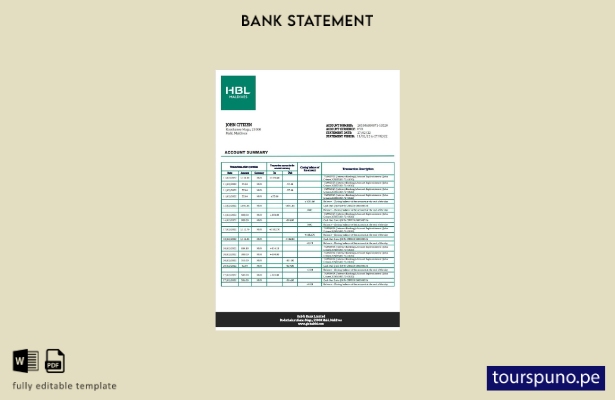 listo para imprimir plantilla de word   extracto bancario HBL de Maldivas
