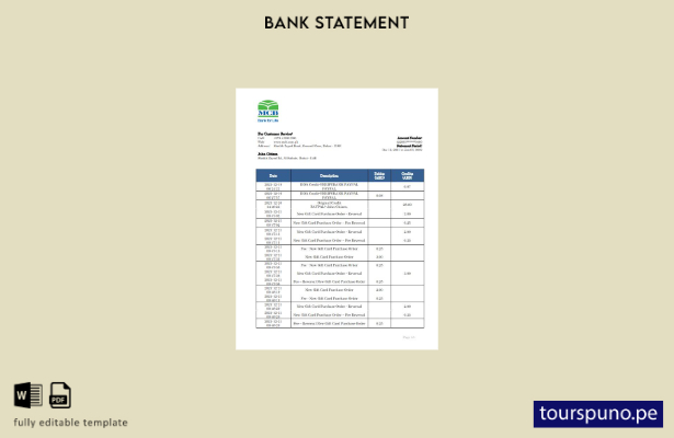 listo para imprimir plantilla de word   extracto bancario MCB de los Emiratos Ár