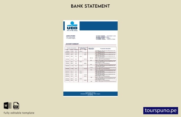 listo para imprimir plantilla de word   extracto bancario UBB de Bulgaria