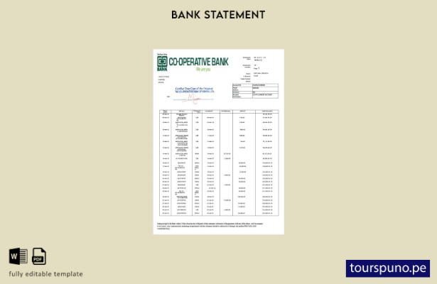 listo para imprimir plantilla de word   extracto bancario cooperativo de Kenia
