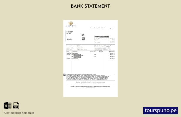 listo para imprimir plantilla de word   extracto bancario de Al Rayan del Reino