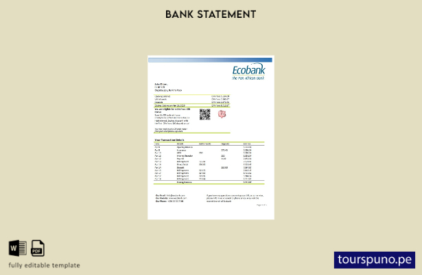 listo para imprimir plantilla de word   extracto bancario de Burkina Faso Ecoban
