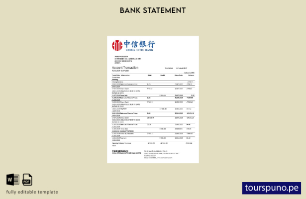 listo para imprimir plantilla de word   extracto bancario de China Citic Bank Co