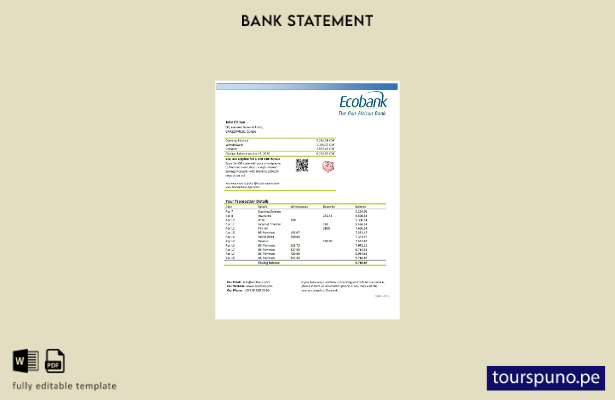 listo para imprimir plantilla de word   extracto bancario de Congo Ecobank