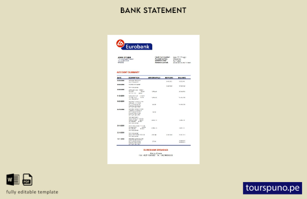 listo para imprimir plantilla de word   extracto bancario de Grecia Eurobank Erg