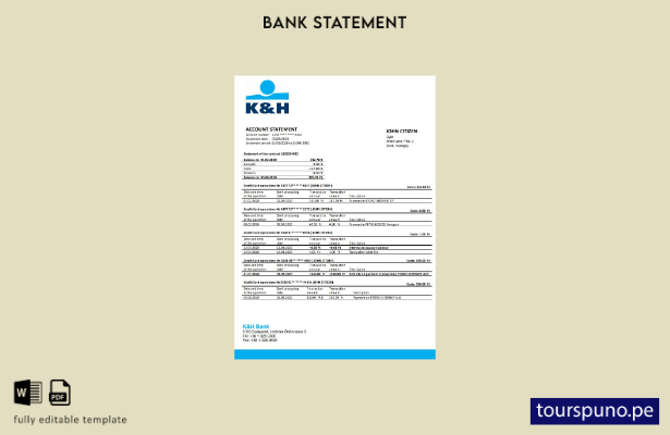 listo para imprimir plantilla de word   extracto bancario de K&H de Hungría