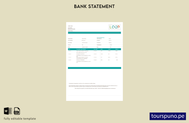 listo para imprimir plantilla de word   extracto bancario de Kenya Loop