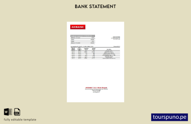 listo para imprimir plantilla de word   extracto bancario de Malta Akbank