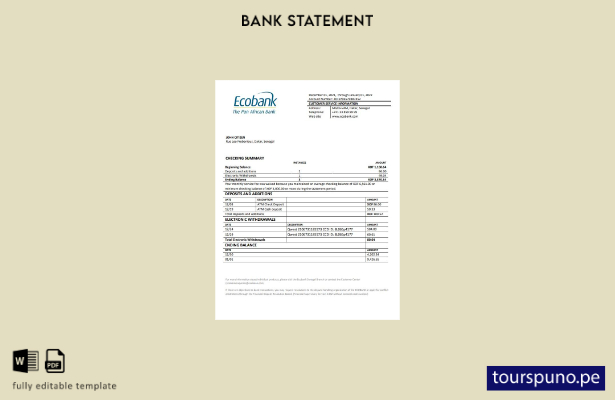 listo para imprimir plantilla de word   extracto bancario de Senegal Ecobank