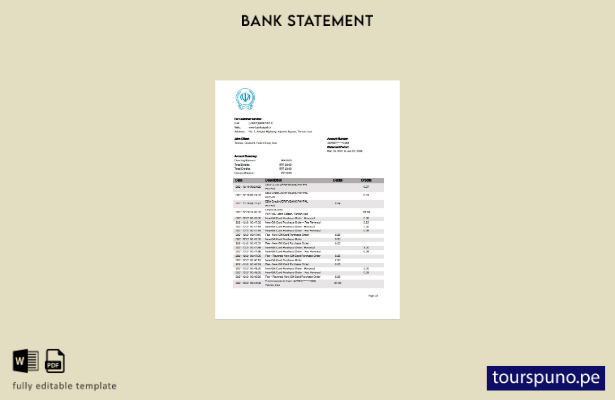 listo para imprimir plantilla de word   extracto bancario de Sepah del Banco de