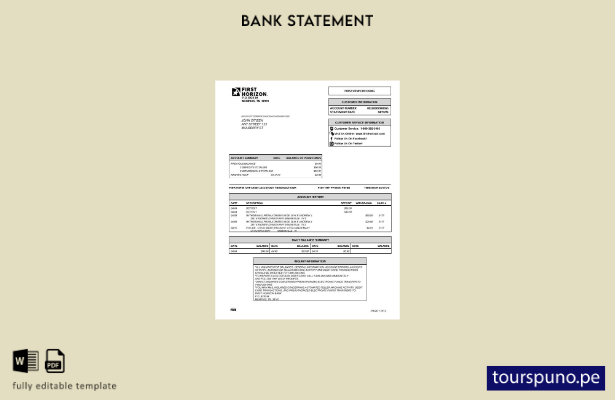 listo para imprimir plantilla de word   extracto bancario de Tennessee First Hor