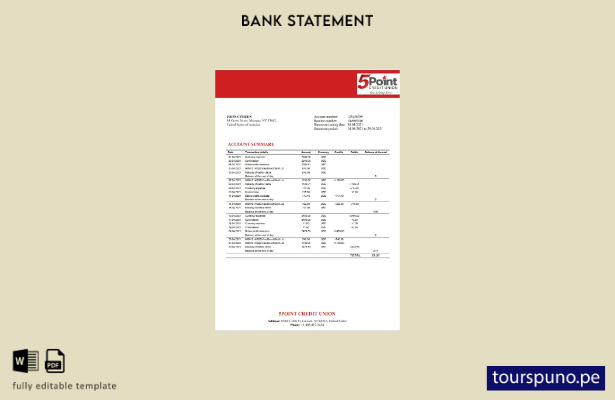 listo para imprimir plantilla de word   extracto bancario de Texas Point Bank J.