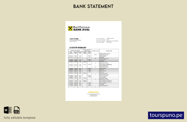 listo para imprimir plantilla de word   extracto bancario de Ucrania Raiffeisen