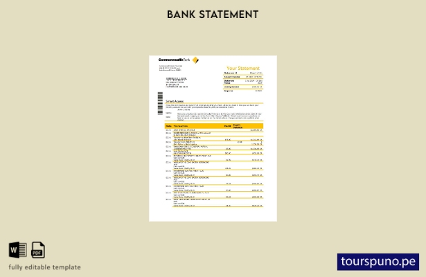 listo para imprimir plantilla de word   extracto bancario de la Commonwealth de
