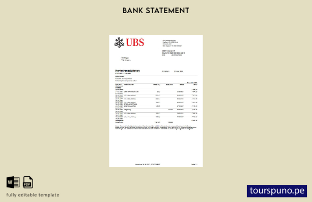 listo para imprimir plantilla de word   extracto bancario de la UBS de Suiza