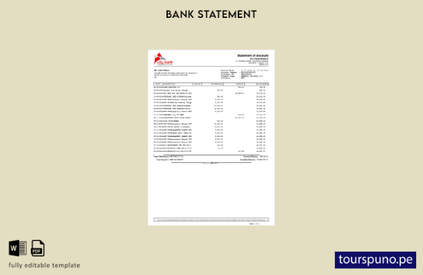 listo para imprimir plantilla de word   extracto bancario de la ciudad de bangla