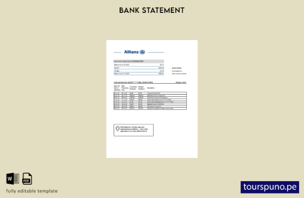 listo para imprimir plantilla de word   extracto bancario del Allianz Investment