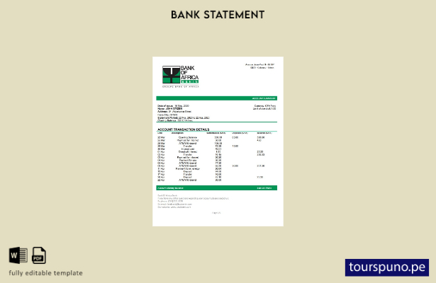listo para imprimir plantilla de word   extracto bancario del Banco de África de