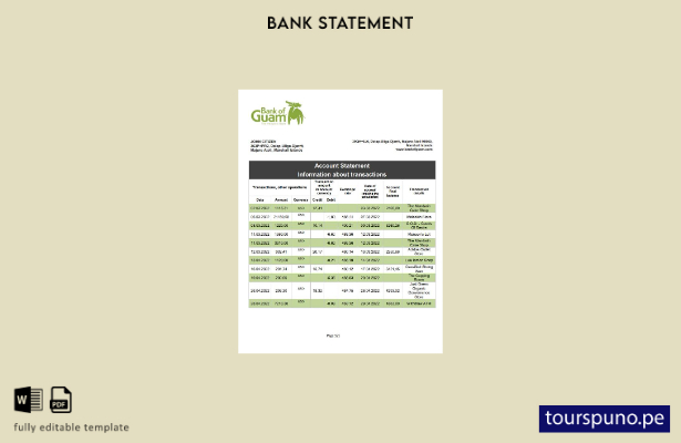 listo para imprimir plantilla de word   extracto bancario del Banco de Guam de l