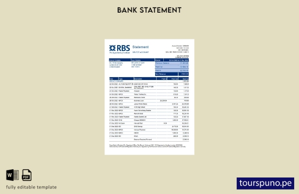 listo para imprimir plantilla de word   extracto bancario del Royal Bank of Scot