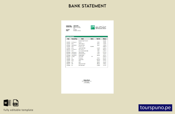 listo para imprimir plantilla de word   extracto bancario del Sahara de Libia