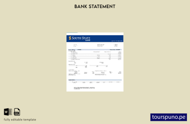 listo para imprimir plantilla de word   extracto bancario del estado sur de EE.