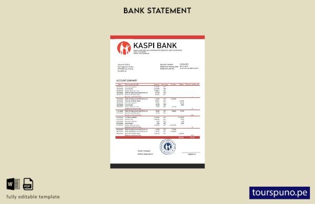 listo para imprimir plantilla de word   extracto bancario kaspi de kazajstán