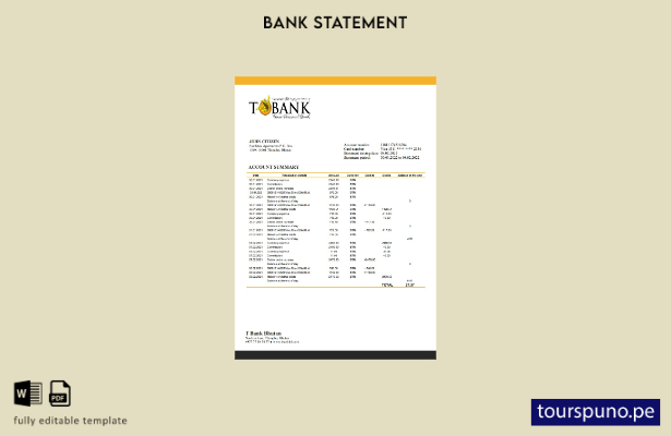 listo para imprimir plantilla de word   extracto de Bután T Bank