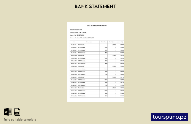 listo para imprimir plantilla de word de extracto de cuenta bancaria de la UCO d
