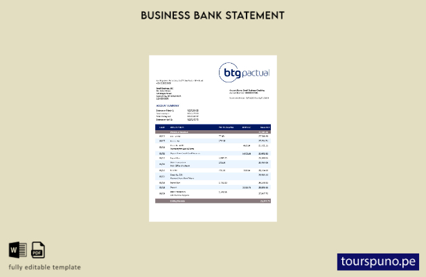 listo para imprimir BTG Pactual Bank estado de cuenta corriente comercial planti